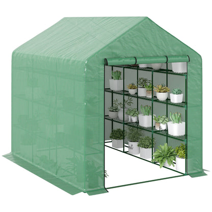 Tuinserre – Kweekkas – Plantenkas – Serre – Kas – 18 Planken – Stalen Frame – Waterdichte PE-Hoes