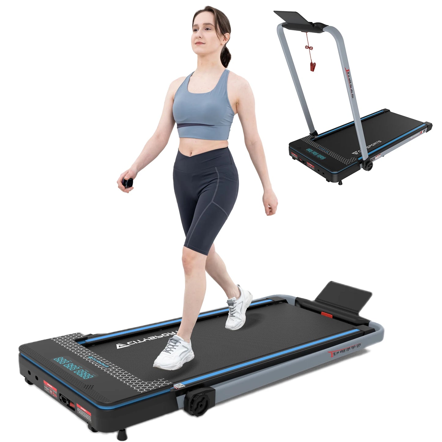 Loopband - Wandelband - Walking Pad - Walkingpad - Treadmill - Loopband voor onder het bureau - Loopband voor Hardlopen - Treadmill Foldable - 2 in 1 - Opvouwbare loopband - Zwart - QUORE