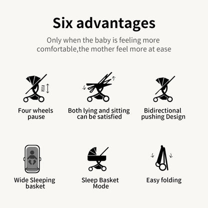 Baby High Landscape Lightweight Prams 3-in-1 Baby Stroller Travel System Carriages for Newborns Pushichair Car Seat Stroller