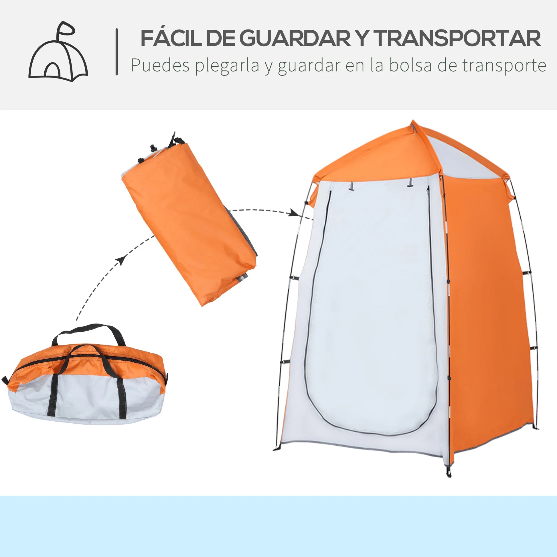 Draagbare - Camping - Douche - Tent  - UV25 - Bescherming - Privé - Badkamer - Kleedruimte - Met - Raam - En - Draagtas - 123x121x198cm - Oranje - QUORE