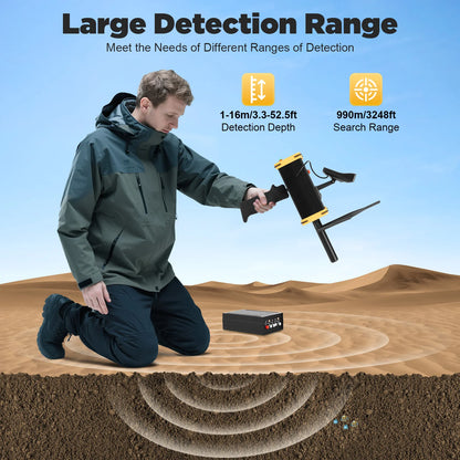 Metaaldetector – Schatzoeker – Metaaldetectie – Goudzoeker – Diamantzoeker – Groot Bereik Tot 990 Meter – Draagbaar Met Draagkoffer - QUORE
