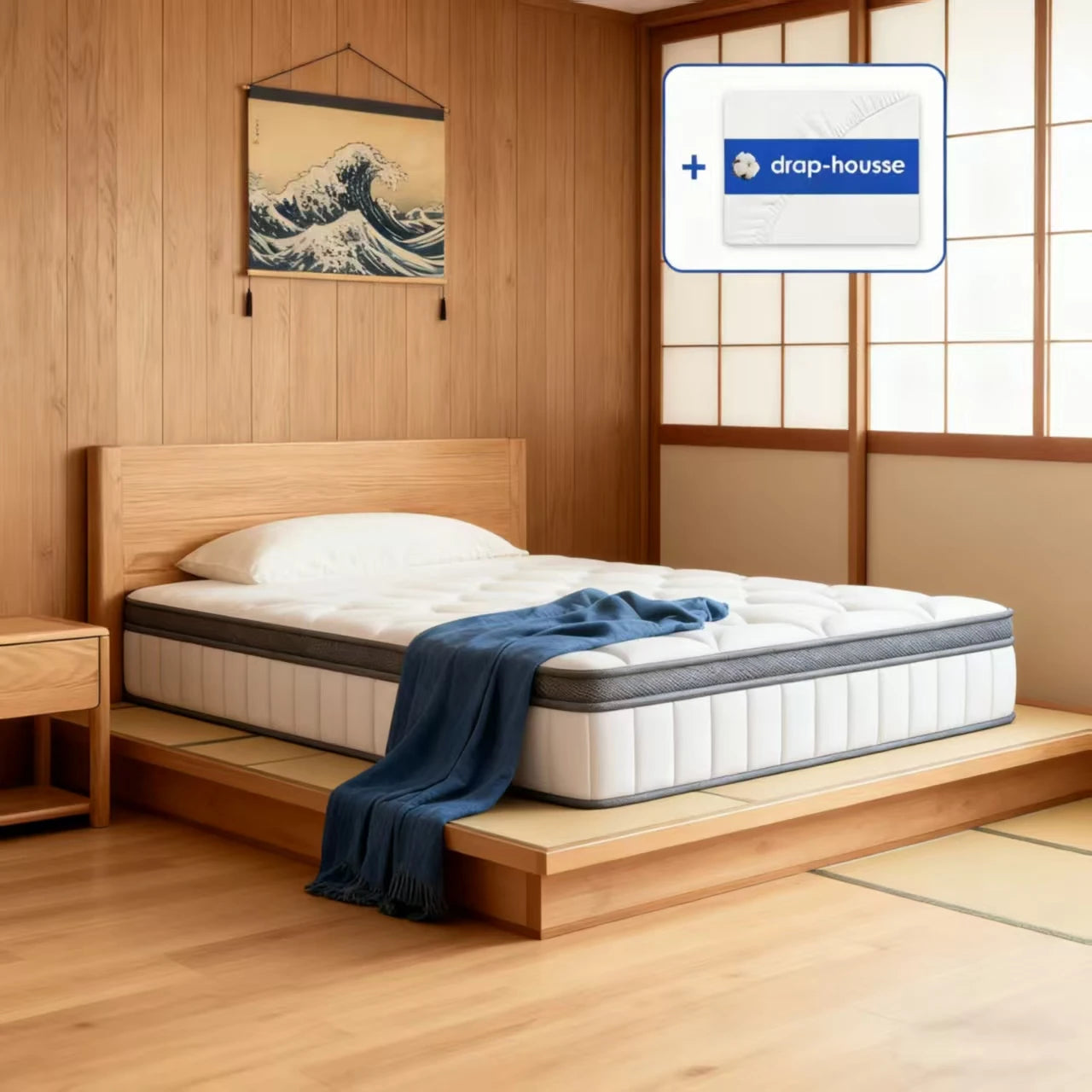 Matras – Slaapmatras – Pocketmatras – Traagschuimmatras – Orthopedisch Matras – 140x200x22 cm – 7-Zone Ondersteuning – Ademend Katoen