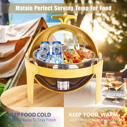 Chafing Dish - Warmhoudplaat - Buffetwarmer Set - Rechaud - High-Grade RVS Catering Warmer Set Compleet - 2 Stuks - 5QT - met Stevig Frame voor Feesten en Bruiloften - Zilver