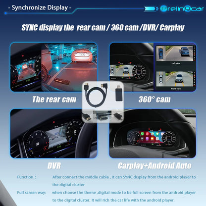 Digitaal Dashboard – Instrumentenpaneel – Cockpit Display – Auto Dashboard – Virtual Cluster – 10,25 Inch HD IPS Scherm – Snelle T5 1.5 GHz CPU