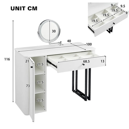 Kaptafel – Make-up tafel – Dressoir – Toaletttafel – Slaapkamermeubel – Verwisselbare zijkanten en poten – Vijf ruime laden 90x40x73,5 cm