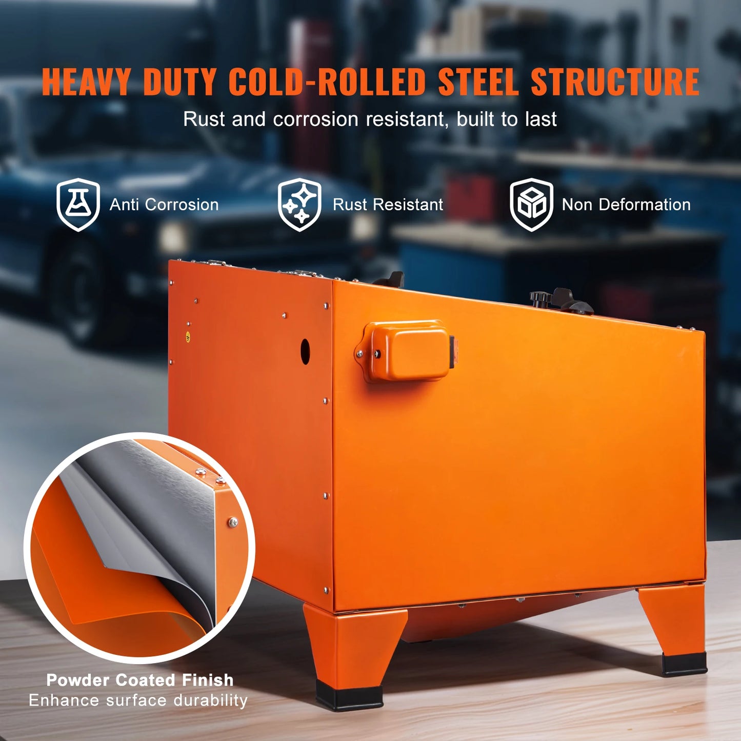 Sandstraalcabine – Zandstraalkast – Zandstraalcabine – Zandstraalinstallatie – Zandstraalwerkstation – 40 Gallon – Koudgewalst Staal - QUORE