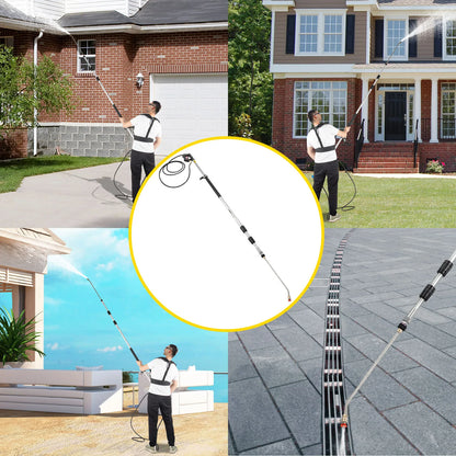 Hogedrukreiniger - Hogedrukspuit -Accessoires voor hogedrukreinigers -Telescopische hogedrukreinigerstang - 4000psi met riem 3/8” - 5-18 ft - voor hogedrukreinigersproeier - QUORE