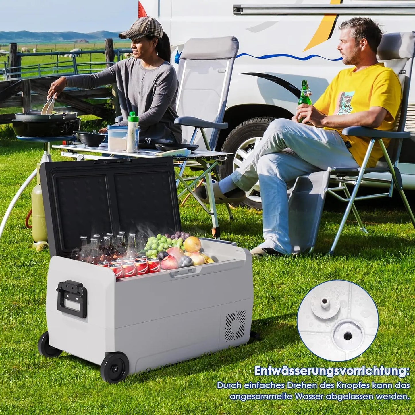Koelbox – Draagbare Koelbox – Autokoelbox – Camping Koelbox – 32 Liter – Temperatuurbereik -20°C Tot +20°C – Stil Geluid Minder Dan 45 dB - QUORE