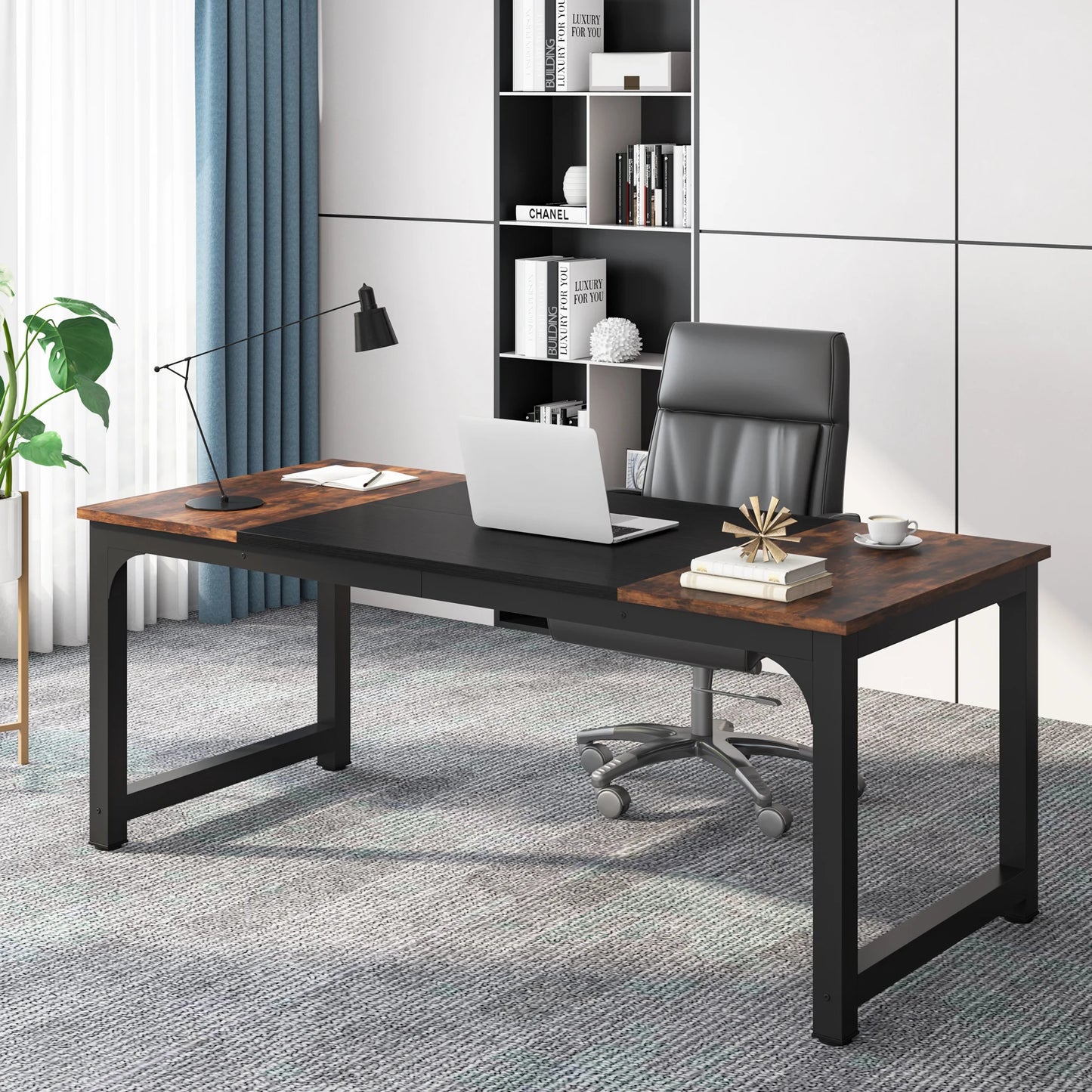 Bureau – Werkplek – Computerbureau – Schrijftafel – Studiebureau – 180 Cm Breed – E1 Spaanplaat Metalen Poot - QUORE