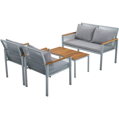 Tuinloungeset – Tuinmeubelset – Loungeset Buiten – Balkonmeubels – Gepoedercoat Stalen Frame – Waterafstotende Kussens