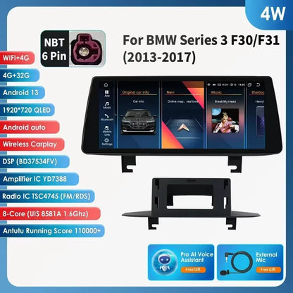 Hizpo 2 Din Car Radio for BMW 3 BMW 4 Series F30 F31 NBT Audio Multimedia Player CarPlay Android Auto GPS Bluetooth WIFI FM RDS