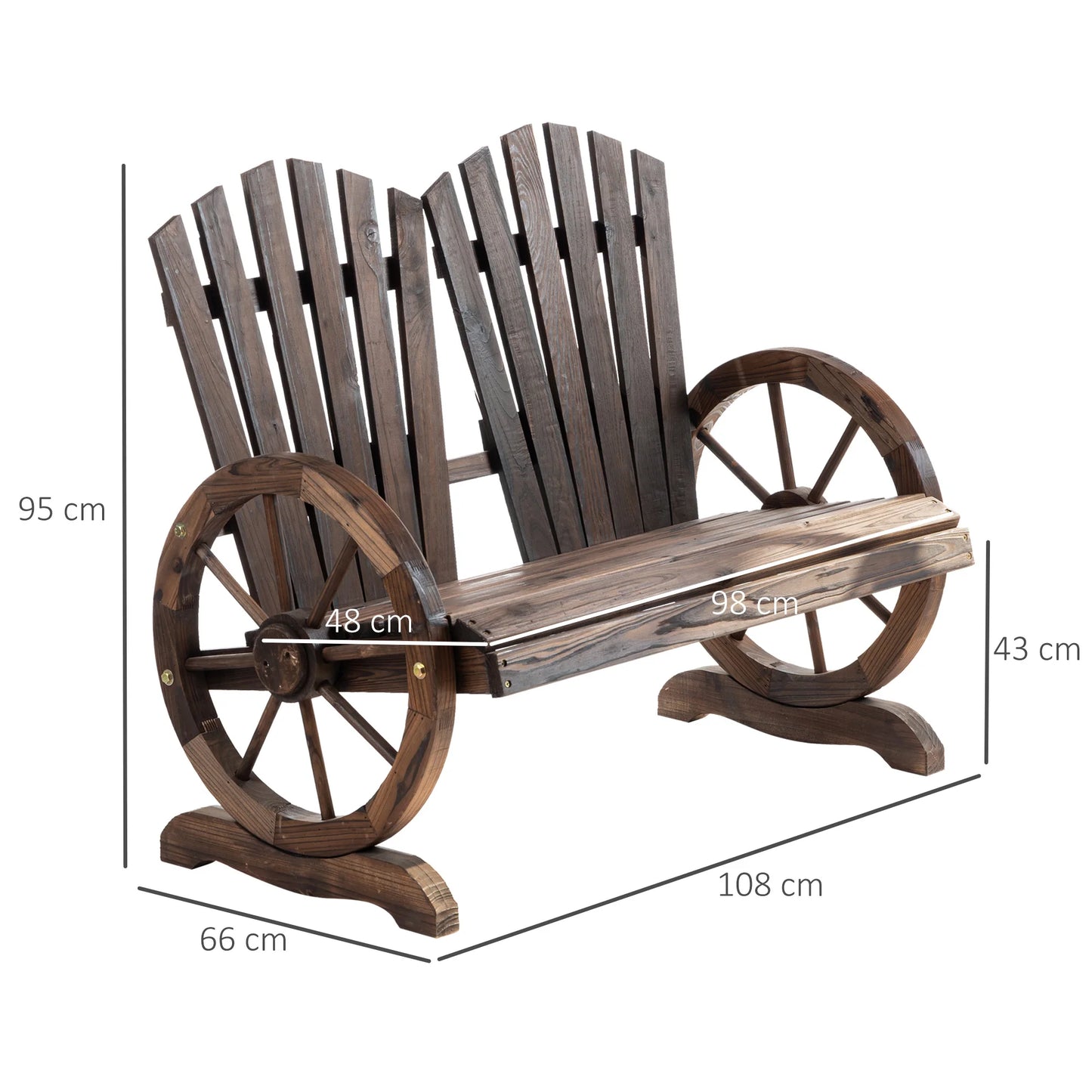 Rustieke Tuinbank – Houten Buitenbank – Tuinmeubel – Buiten Zitbank – Massief Vurenhout – Ergonomisch Zitcomfort