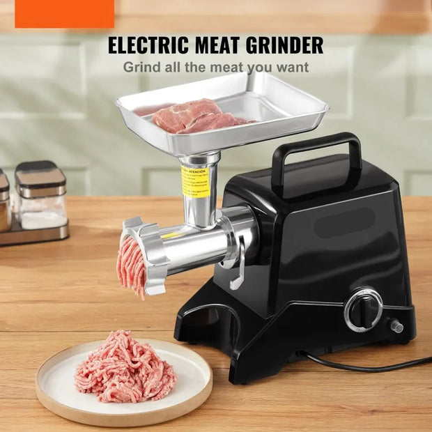 Elektrische Gehaktmolen - Voor alle soorten Vlees - Vleesmolens - worstenmaker - Keukenmolenmachine - 2 Messen 3 Maalplaten - 575W - 193 r/min - 419LBS/H - Zwart