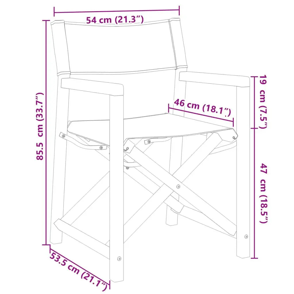 Tuinstoel – Set van 2 - Klapstoel – Vouwstoel – Campingstoel – Balkonstoel – Massief Acaciahout – Donkergrijze Polyesterstoel - 54 x 53.5 x 85.5 cm - Donkergrijs