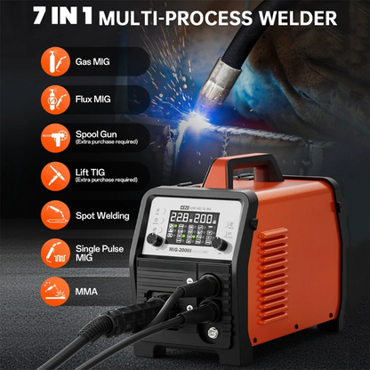Lasmachine – MIG-MAG Lasapparaat – Booglassen – TIG Lasser – MMA – 220V – Automatische Draadaanvoer - Met 17V Zaklamp