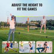 Badmintonnet - Badmintonnet outdoor - Tennisnet - Badminton - 20 voet breed - Verstelbaar - Set - Palenstandaard