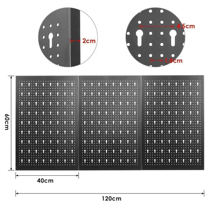 Gereedschapswand - Wandorganizer - Gereedschapsbord - 120x60 cm - Metalen Gereedschapswand - Inclusief 17-delige Haken Set - Ruimtebesparend & Uitbreidbaar - Eenvoudige Montage - Rood - QUORE