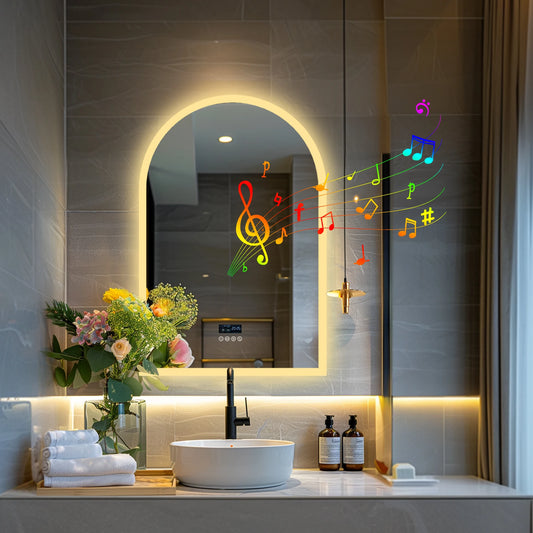 Led Spiegel Badkamer – Badkamerspiegel – Make-up Spiegel – Wandspiegel – Verlichte Spiegel – 60x90 cm Gebogen – Anti-Condens Met Bluetooth & Digitale Display