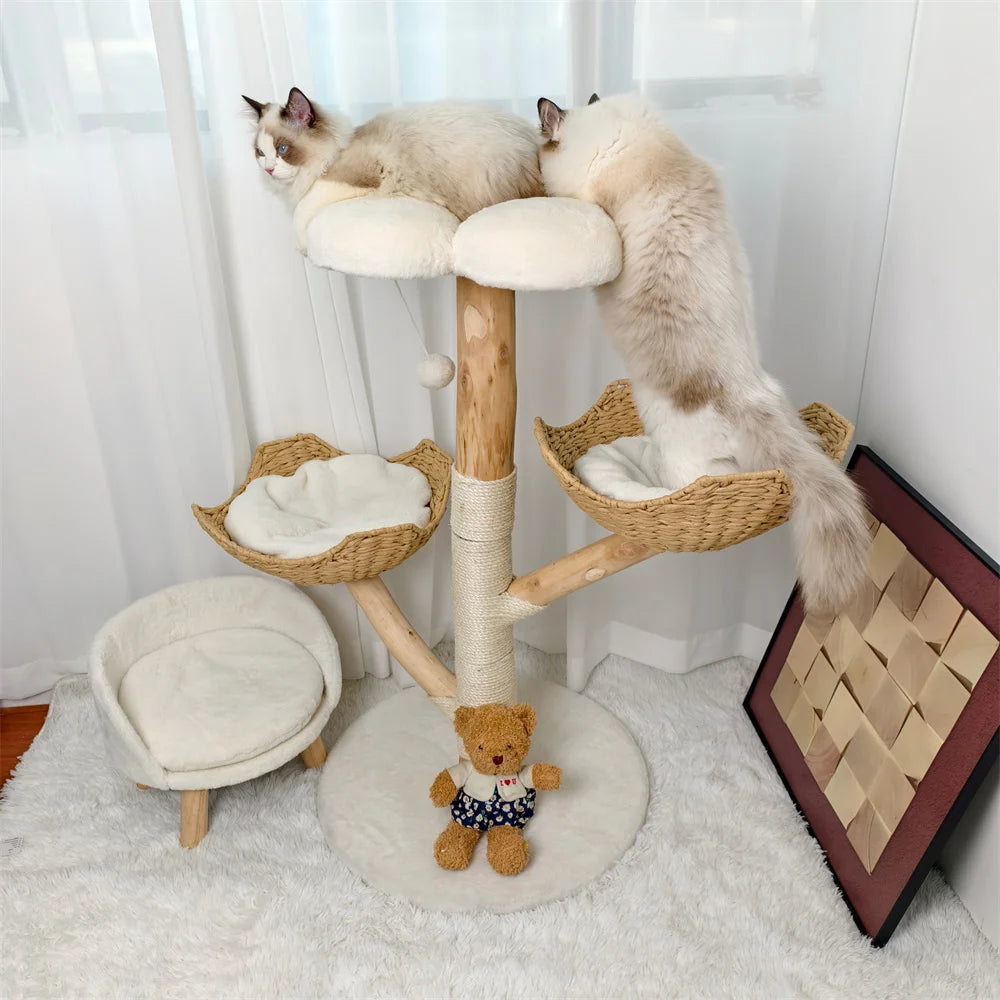 Kattenkrabpaal – Krabmeubel – Kattenpaal – Speelpaal – Natuurlijk Wilgenhout – Meerdere Verdiepingen – Sisal Krabposten - 60 x 111 cm