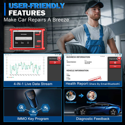Autodiagnosetool – OBD2 Scanner – Foutcode Lezer – Diagnosetablet – ECU Codering – 7 Inch HD Scherm – Bluetooth Verbinding – 3 Jaar Gratis Updates