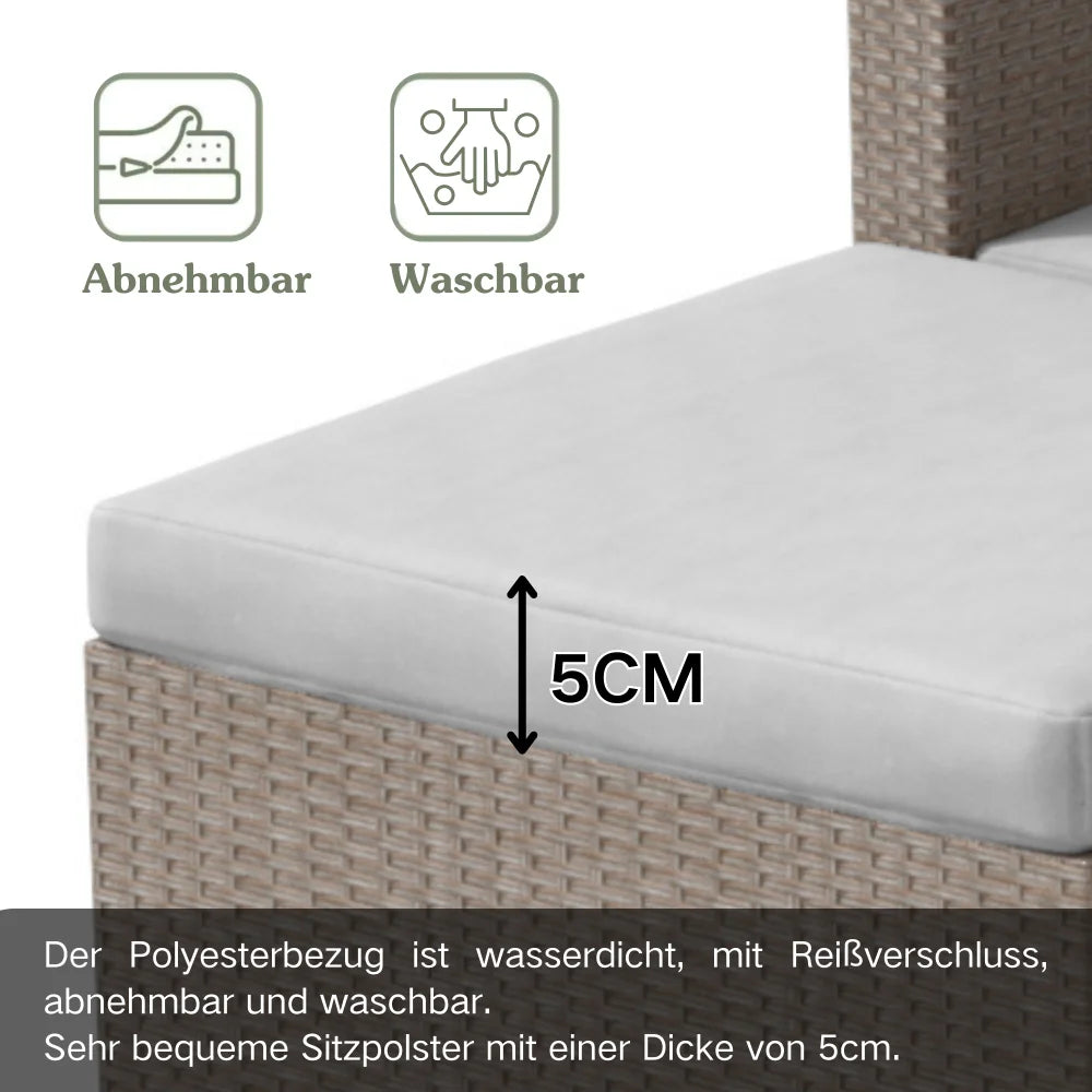 Loungestoelset – Tuinset - Buitenmeubelen - Tuinmeubilair – 4 persoons – Polyrattan met Stalen Frame – Waterafstotende Kussens - Grijs