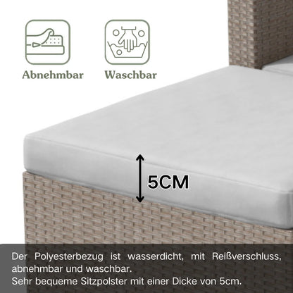 Loungestoelset – Tuinset - Buitenmeubelen - Tuinmeubilair – 4 persoons – Polyrattan met Stalen Frame – Waterafstotende Kussens - Grijs