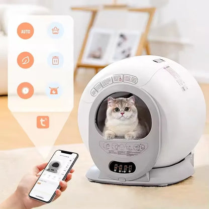 Kattenbak – Automatische Kattenbak – Zelfreinigende Kattenbak – Slimme Kattenbak – Kattenbak Met App – 65L Inhoud – Duurzaam Kunststof