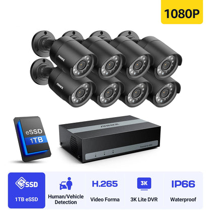 8-kanaals Beveiligingsset – Camerasysteem – Bewakingscamera – HD Beveiliging – Video Surveillance – 1080p Full HD – 1TB SSD Opslag