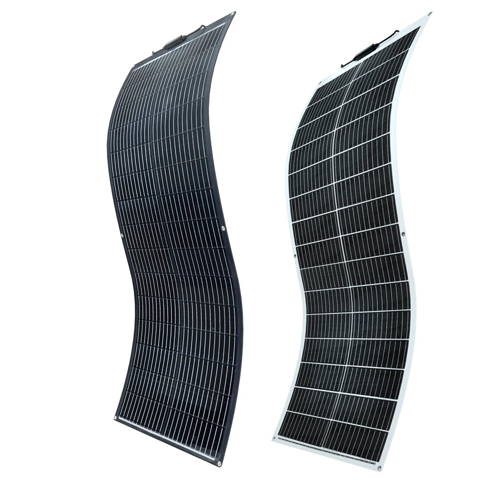 Zonnepaneel - Zonnepanelen - Zonne-energie - Zonne-kit - Monocrystalline Silicon - Flexibel - Monocrystalline Silicon - 200W - 2 Stuks - IP68 Waterdicht - voor Boot - Camper - Caravan - RV - Tuin - Wit