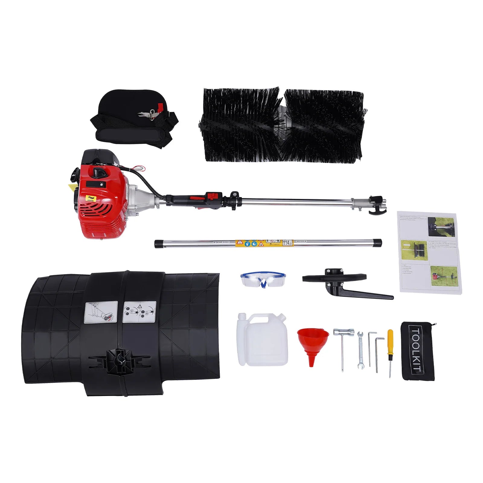 Handveger – Bladveger – Tuinveger – Sneeuwveger – Modderveger – Krachtige 52cc 2-Takt Motor – Grote Borstel 56x23,5 Cm - QUORE