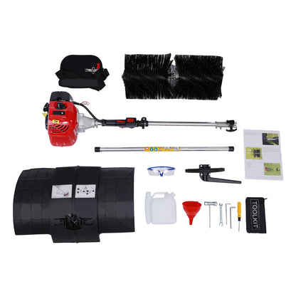 Handveger – Bladveger – Tuinveger – Sneeuwveger – Modderveger – Krachtige 52cc 2-Takt Motor – Grote Borstel 56x23,5 Cm - QUORE