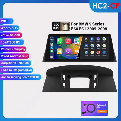 Android 14 Autoradio – Multimedia Systeem – Carplay Radio – 10,25 Inch Touchscreen – 4G Connectiviteit – Compatibel BMW 3- en 5-Serie E92 09-12 – Snelle 6-Core Processor – Built-in Canbus Module