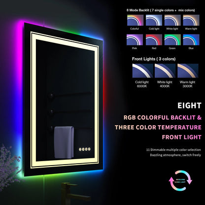 Badkamerspiegel - met Touchscreen - Wandspiegel - Montage - Frameloze - 60x80cm - Anti-condens - IP65 Waterdicht - Dimbaar - Verstelbare Verlichting - Modern Design