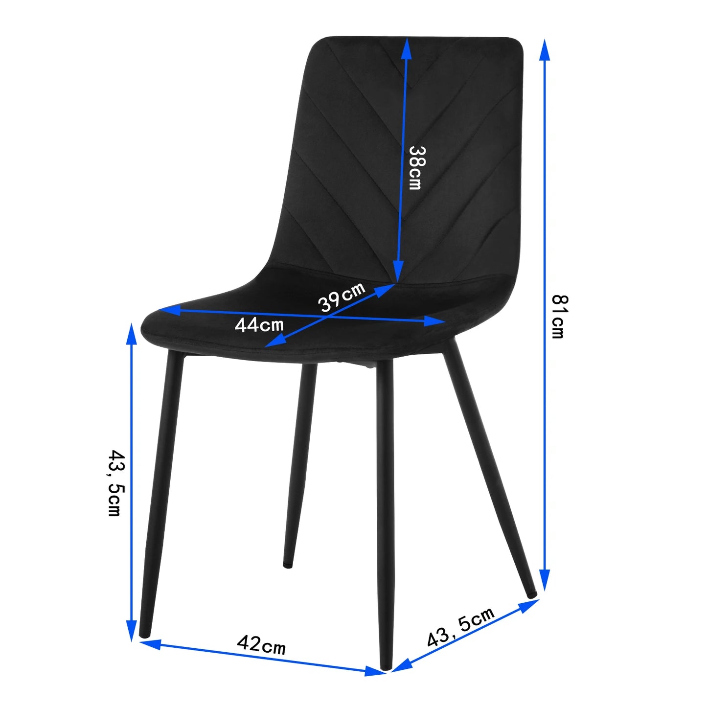 Eetkamerstoelset van 4 - Stoel - Woonkamerstoel - Eetkamer - 44 cm x 81 cm x 51 cm - Zwart
