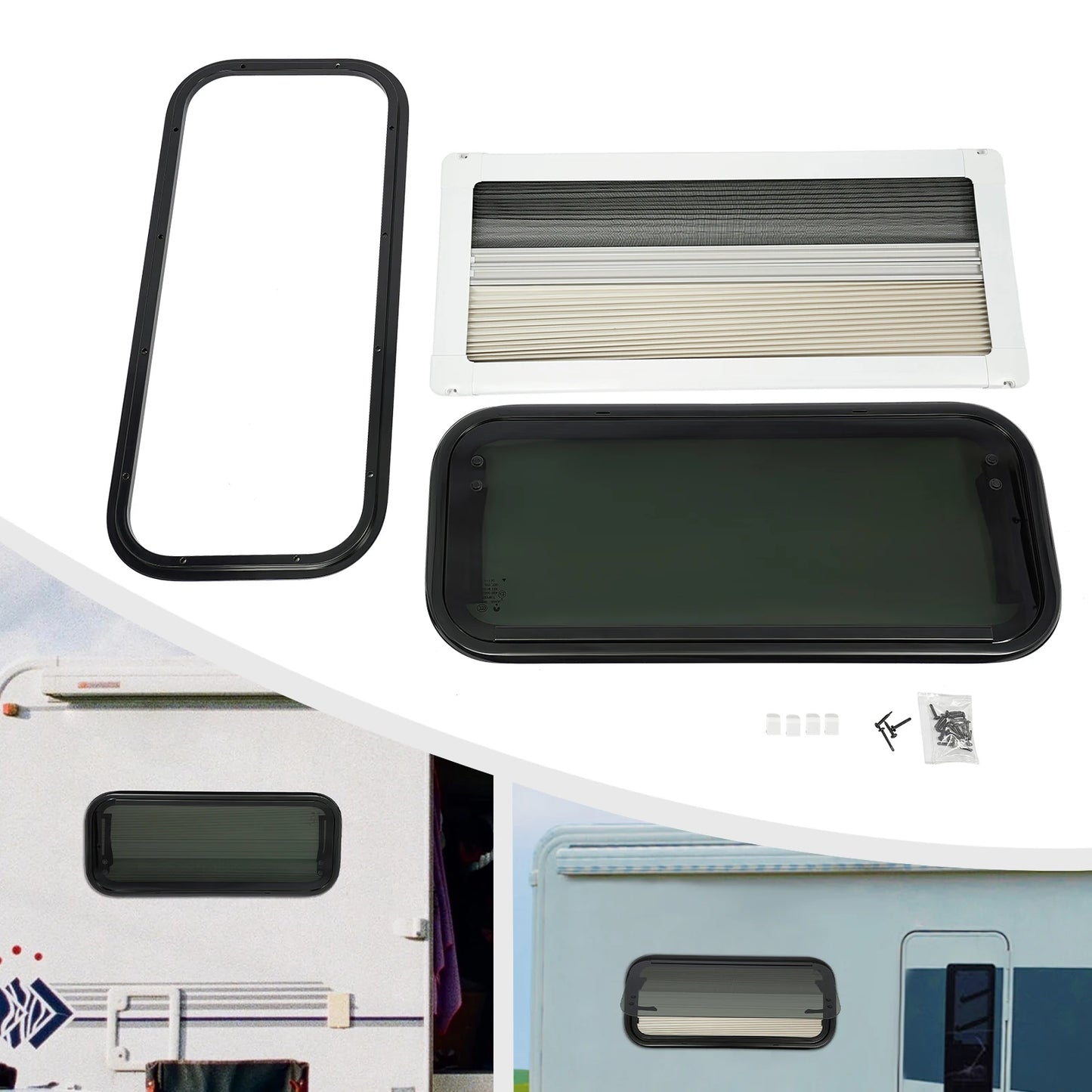 Caravanraam – Camperraam – Uitzetraam – Schuifraam – Zijraam – Afgeronde Hoeken – 70x30 cm – Getemperd Glas