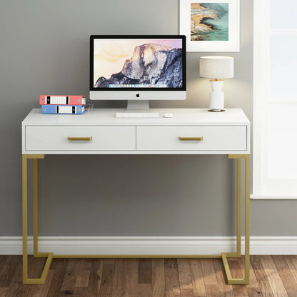 Bureau – Compact Bureau – Schrijftafel – Werkplek – Laptoptafel – 2 Lades – MDF Tafelblad