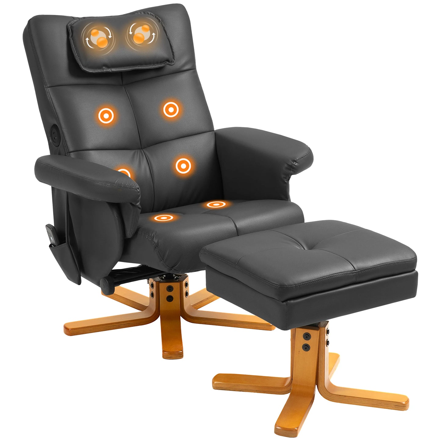 Relaxfauteuil – Relaxstoel – Massagestoel – Fauteuil Met Voetenbankje – Verstelbare Rugleuning – Massagefunctie – USB Aansluitingen