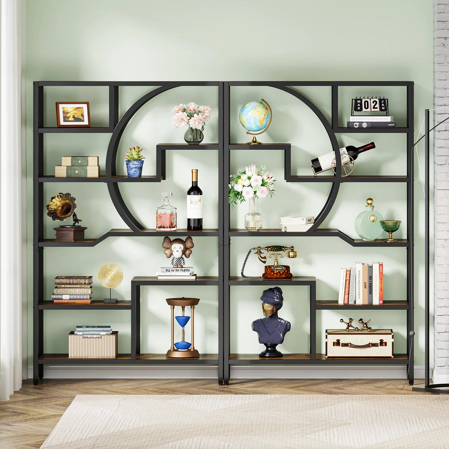 Boekenkast – Open Kast – Boekenplank – Plantenstandaard – Industriële Stijl – Houten Panelen Met Metalen Frame – Verstelbare Pootjes En Anti-Omvalbeugel
