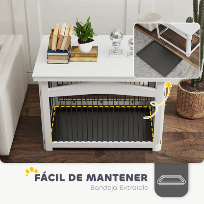 3-in-1 Multifunctioneel Hondenbench – Hondenkooi – Bench – Transportbench – Reisbench – MDF & Staal – Voor Middelgrote Honden Tot 20 Kg - 82.5 x 57.5 x 59.5 cm - Wit