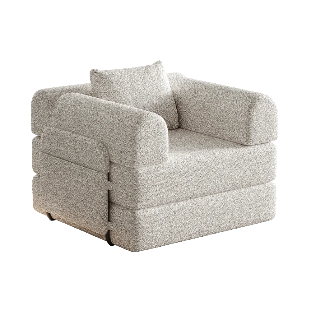Slaapbank – Bank – Bed – Sofa – Slaapstoel – Chenille Stof – Met Opbergruimte in Armleuning – Stevige Metalen Frames - QUORE