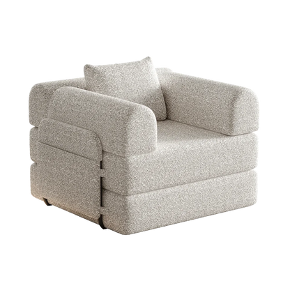 Slaapbank – Bank – Bed – Sofa – Slaapstoel – Chenille Stof – Met Opbergruimte in Armleuning – Stevige Metalen Frames - QUORE