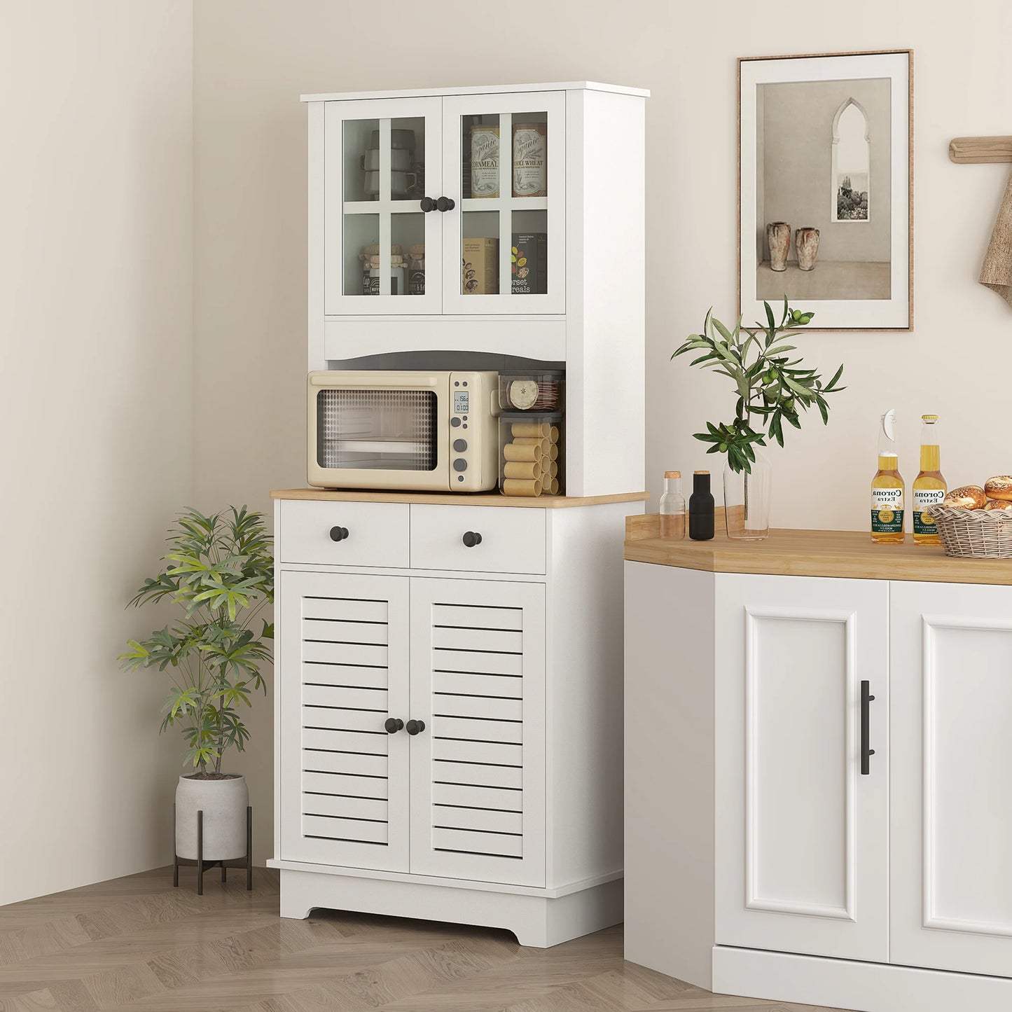 Keukenkast – Keukenmeubel – Buffetkast – Ovenkast – Magnetronkast – MDF & Spaanplaat – Verstelbare Planken – Antikantelbeveiliging - QUORE