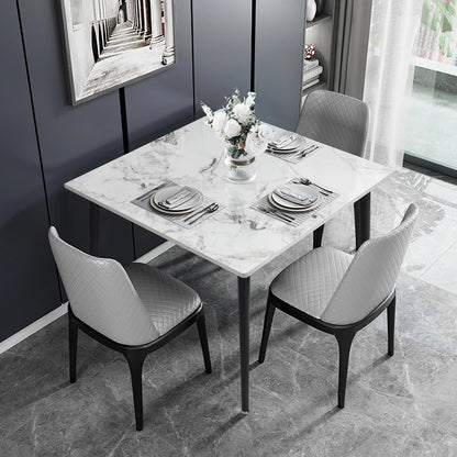 Eettafel – Tafel – Dinertafel – Keukentafel – Meubels – Modern Design – Sintered Stone Blad – Stevig Zwart Metalen Onderstel – Compact 80x80 cm – Hittebestendig - QUORE