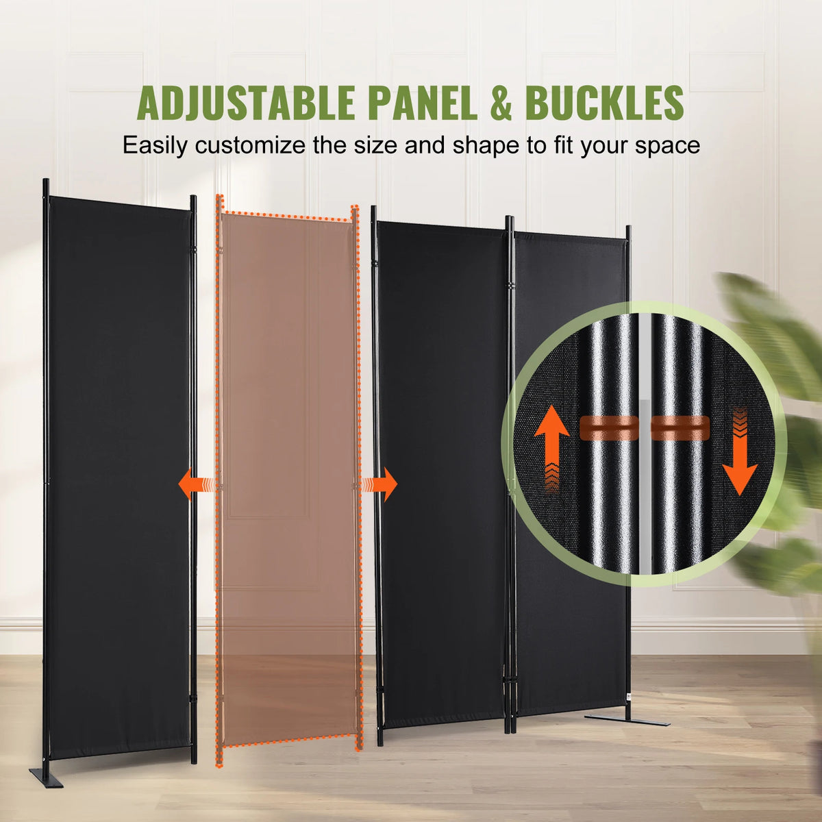 Room Divider - Partition Wall - Screen Partition - Room Divider Room Divider - 3 Panel - Size &amp; Height Adjustable Freestanding - Foldable - for Office Home - Black