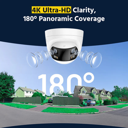 Beveiligingscamera Set – 4K Ultra HD Camera – Dual Lens Beveiliging – CCTV Camerasysteem – Panoramische 180° Uitzicht – 2TB Opslag – AI Mens- en Voertuigherkenning - QUORE