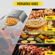 Pizzaoven - Pizzaovens voor buiten - Duurzaam - Pizzaoven voor buiten - Pizza Oven Houtgestookte - 13 Inch Pizzaoven - Pellet Pizza oven - Pizza Oven Tuin - Draagbaar - RVS - Zilve