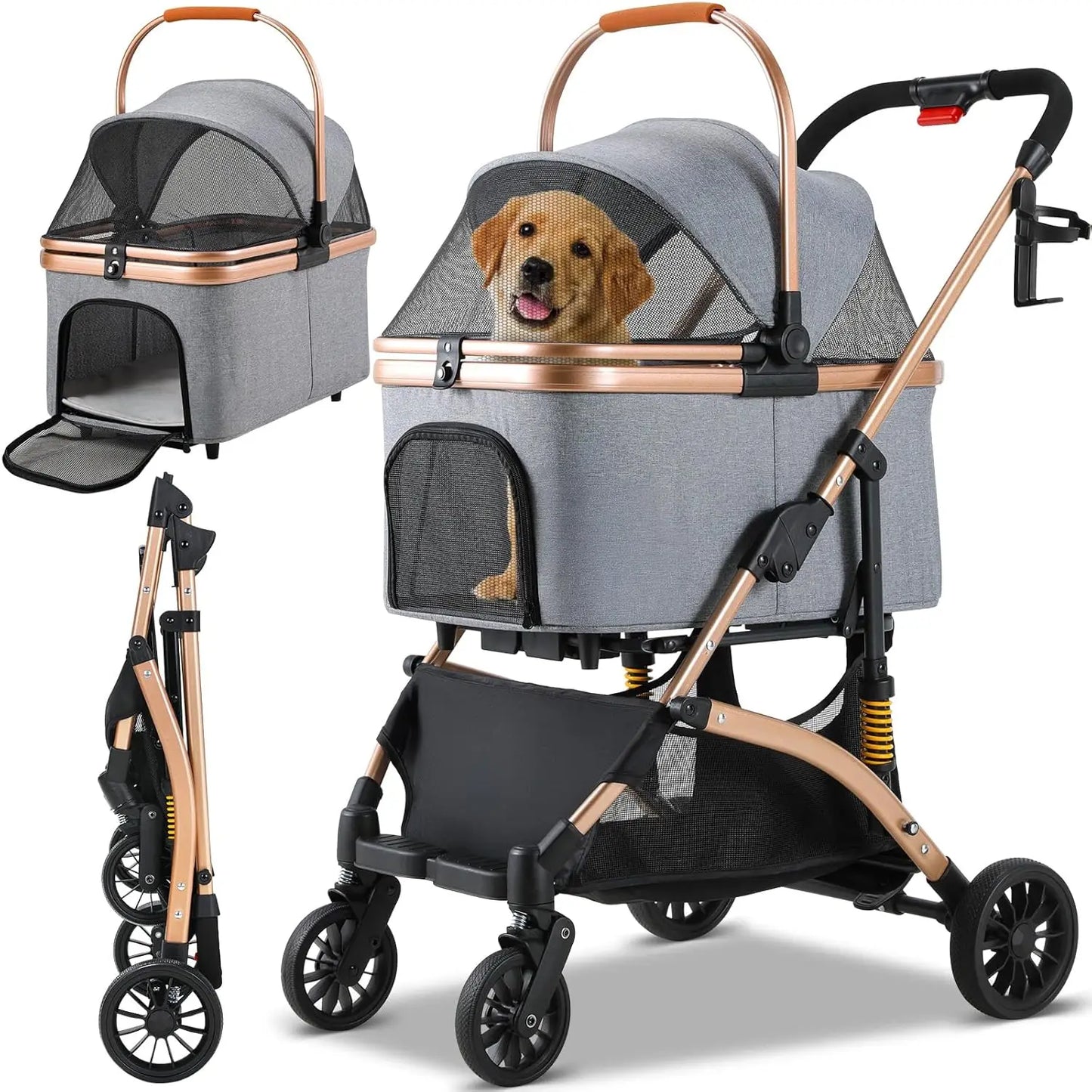 Hondenbuggy – Dierenwagen – Huisdierwagen – Draagtas – Wandelwagen – Geschikt Tot 40 Kg – Inklapbaar Met Schokdemping