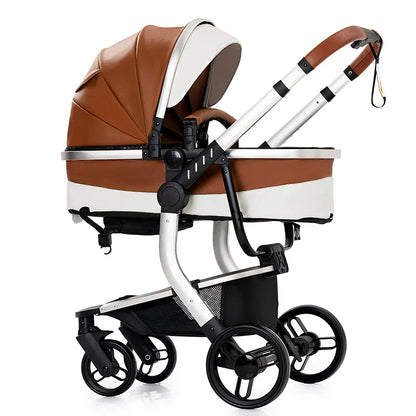 Babywagen - Kinderwagen - Buggy - Wandelwagen - 3-in-1 - met Autostoel - PU Lederen - Opvouwbare - Lichtgewicht - Voor Pasgeborenen t/m 6 Jaar - Rood