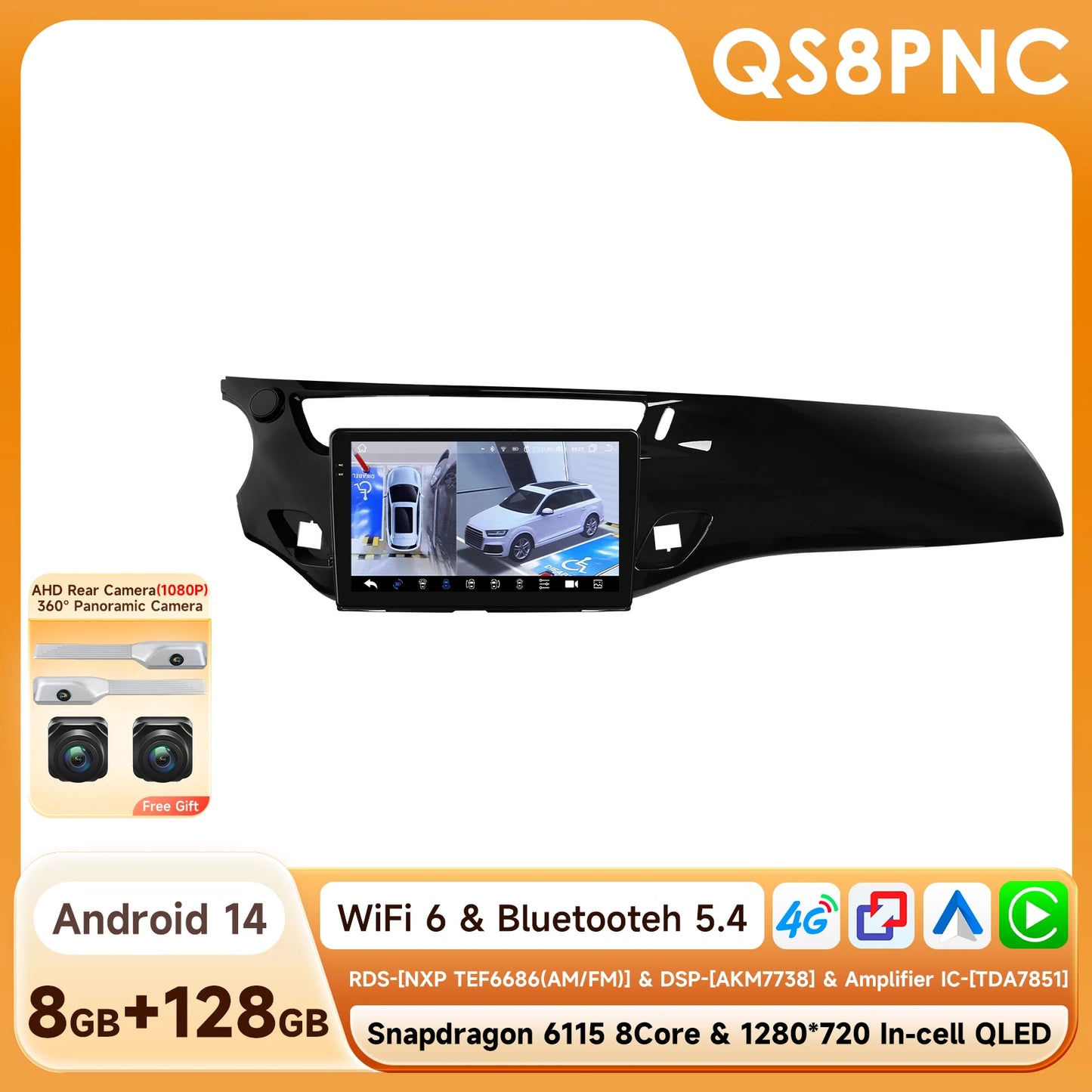 Android autoradio – Multimedia systeem – Navigatie unit – Touchscreen radio – Bluetooth radio – 9 inch HD scherm – 8-core Snapdragon processor – 360 graden camera optie