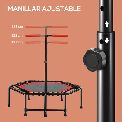 Fitness Trampoline met Verstelbare Handgreep - 3 Hoogtes - Stalen Frame - Ideaal voor Spieren en Gewrichten - Blauw - QUORE